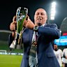 Ante Juric lifts the A-League Women’s grand final trophy last year.