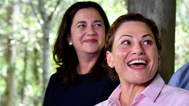 Premier Annastacia Palaszczuk (left) has backed her deputy Jackie Trad (right) to retain her seat against a Greens insurgency. 