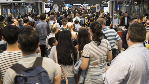 Commuters endured major overcrowding at Town Hall station during the network meltdown last month. 