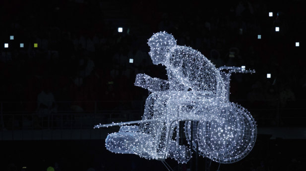 A light sculpture during the opening ceremony for the Paralympic Winter Games in the PyeongChang.