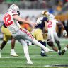 Ohio State punter Joe McGuire plays against Notre Dame during second half of the College Football Playoff national championship game 