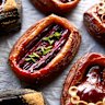 Rhubarb and pear danishes.