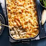 This chicken and mushroom pasta bake is all about the silky-smooth Alfredo sauce.