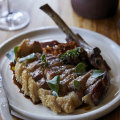 Pork cutlet, romesco and caramelised onion.