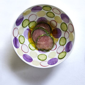 Albacore tuna wrapped in sorrel. 