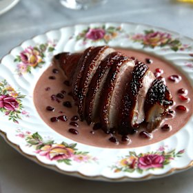 Duck breast with pomegranate and marsala.