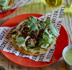 Kingfish and coconut tostada.