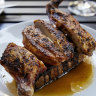 Half-chicken with French onion soup toast.