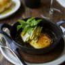 Wood-baked halloumi with pear and Malfroy’s Gold honey at Chiswick.