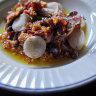 Grilled beef tongue with jicama and salted chilli at Attenzione! Food & Wine.