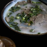 Super lamb soup with potato noodles.