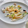 Crudo of red emperor and amaebi prawn at Catalina.