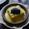 Baked egg, caviar, sweet corn puree.