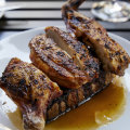 Half-chicken with French onion soup toast.