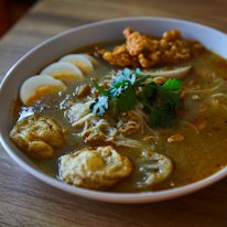 Mohinga noodles at Blue Heaven.