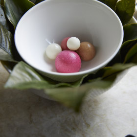 Selection of native-fruit sorbets (muntries, quandongs, lemon aspen and more).