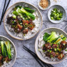 Serve with rice and green.