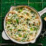 Tip: Frozen peas can be cooked in the pasta water.