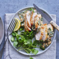 Spinach-and-ricotta-stuffed chicken breasts.