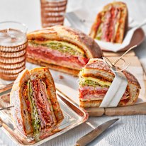 Danielle Alvarez’s make-ahead muffuletta sandwich.
