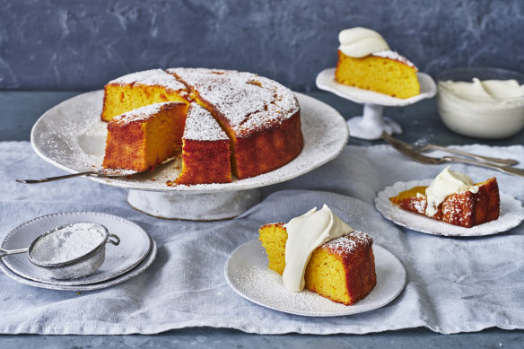 Serve this orange, almond and olive oil cake with yoghurt cream.