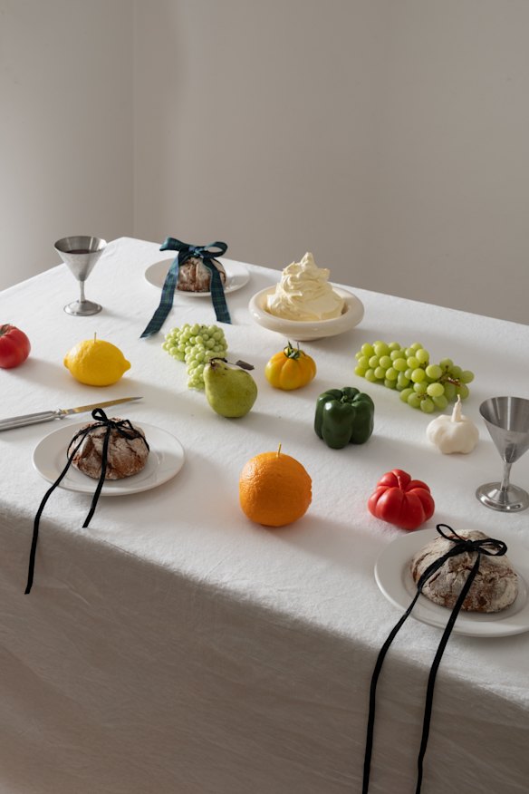 Lifelike fruit candles from Nonna’s Grocer. 