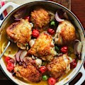 Chicken provencal starts on the stovetop and finishes in the oven.