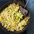 Egg and lettuce fried rice.