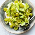 Adam Liaw uses green grapes in this simple salad with hung yoghurt. 