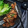 Meatloaf with mushrooms.