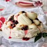 Helen Goh’s cherry pavlova with yoghurt noyaux cream.