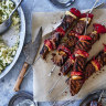 Beef and tomato skewers.