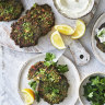 Danielle Alvarez’s green pea and spinach fritters.