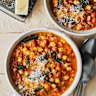 Danielle Alvarez’s bean and pasta stew with pancetta and rosemary.