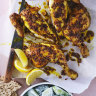 Julia Busuttil Nishimura’s spiced roast chicken with cucumber and yoghurt salad.