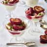 Sweet whipped ricotta with roasted vanilla plums