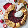 Strawberry galette with rose cream.  