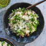 Ham and pea risotto.