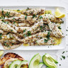 Pan-fried whiting with lemon.