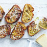 Pan-fried garlic bread. Styling by Hannah Meppem.