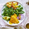 Adam Liaw’s peach and halloumi salad.