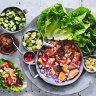 Salmon and lettuce miang.