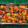Potato and root vegetable tray bake.