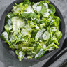 Green salad with cool yoghurt dressing.