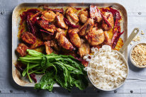 Kung pao chicken tray bake.