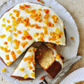 Apricot, almond and cardamom cake.