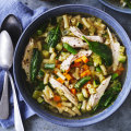 Roast chicken noodle soup.