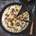 Helen Goh’s banana, rye and cocoa tart with miso caramel.