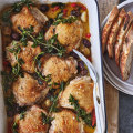 Julia Busuttil Nishimura’s baked chicken with capsicum, olives and garlic.