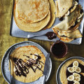 Crepes with hazelnut chocolate spread and bananas.